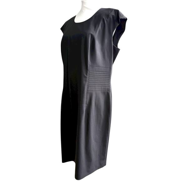 Boss Hugo Boss Womens Cap Sleeve Side Panel Sheath Dress Black Size 12 Office - Picture 1 of 16